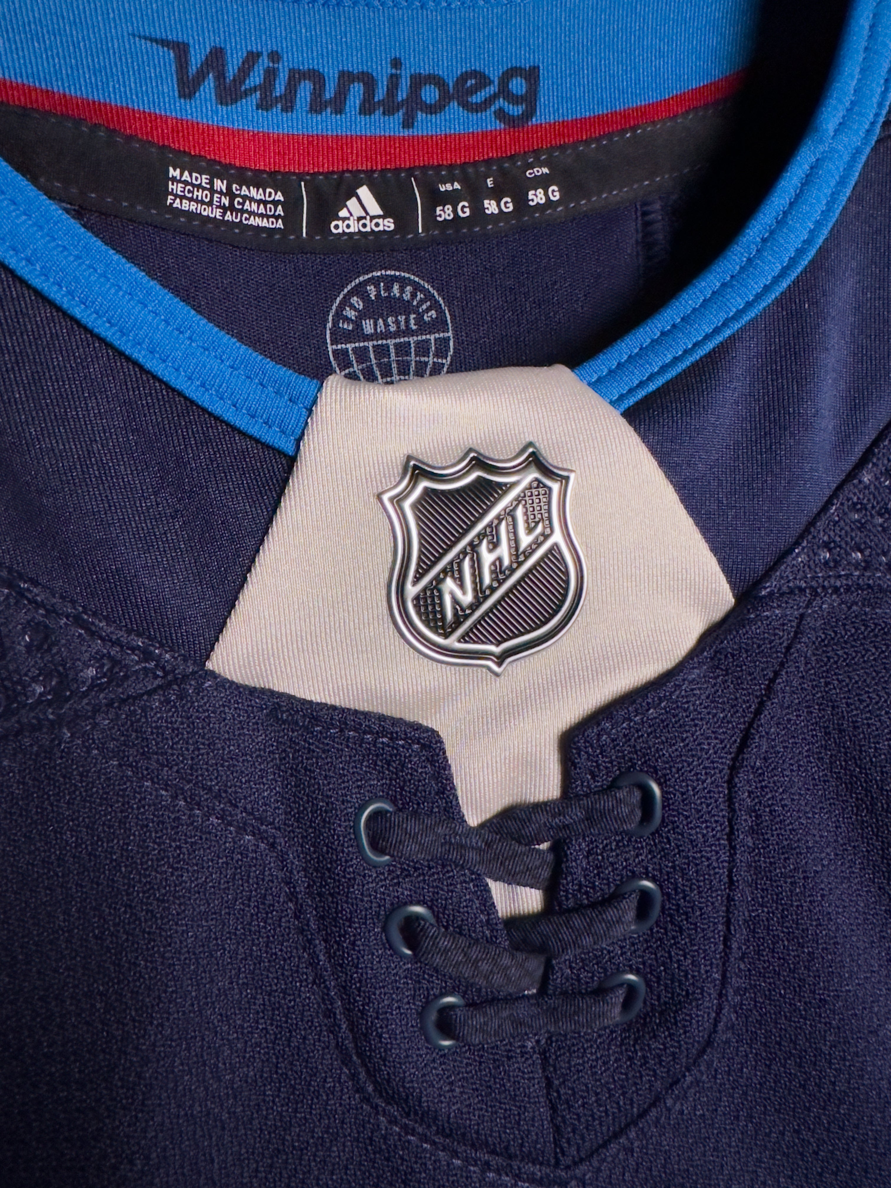 Winnipeg Jets NHL Adidas MiC Team Issued Home Jersey Size 58G (Goalie Cut)