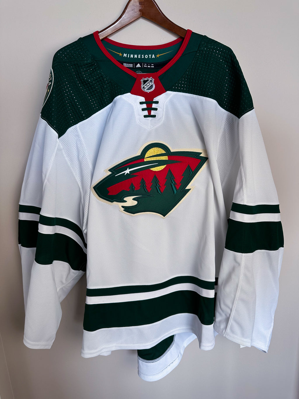 Minnesota Wild NHL Adidas MiC Primegreen Team Issued Away Jersey Size 60G (Goalie Cut)