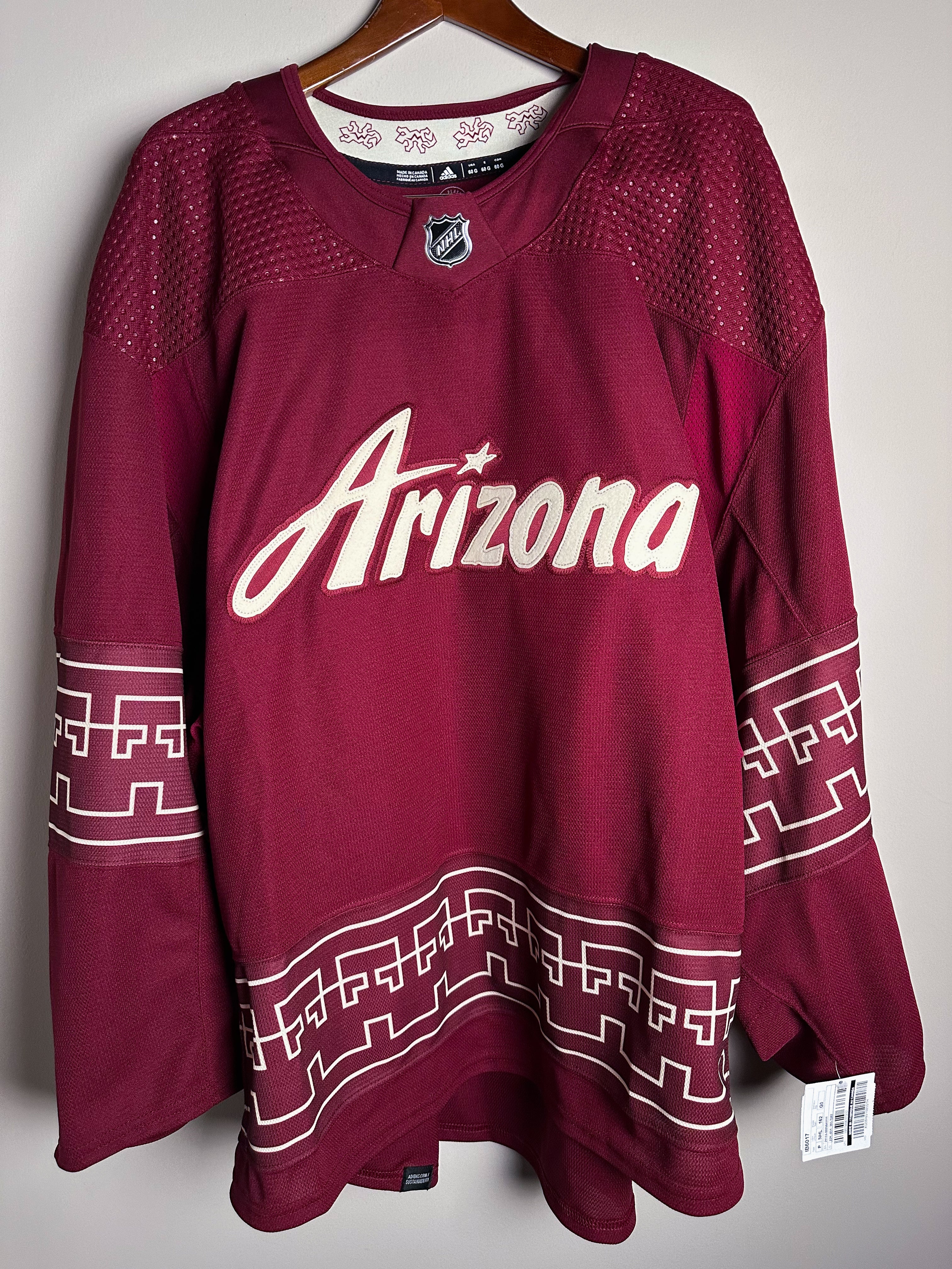 Arizona Coyotes NHL Adidas MiC Team Issued Alternate Primegreen Jersey Size 60G (Goalie Cut)