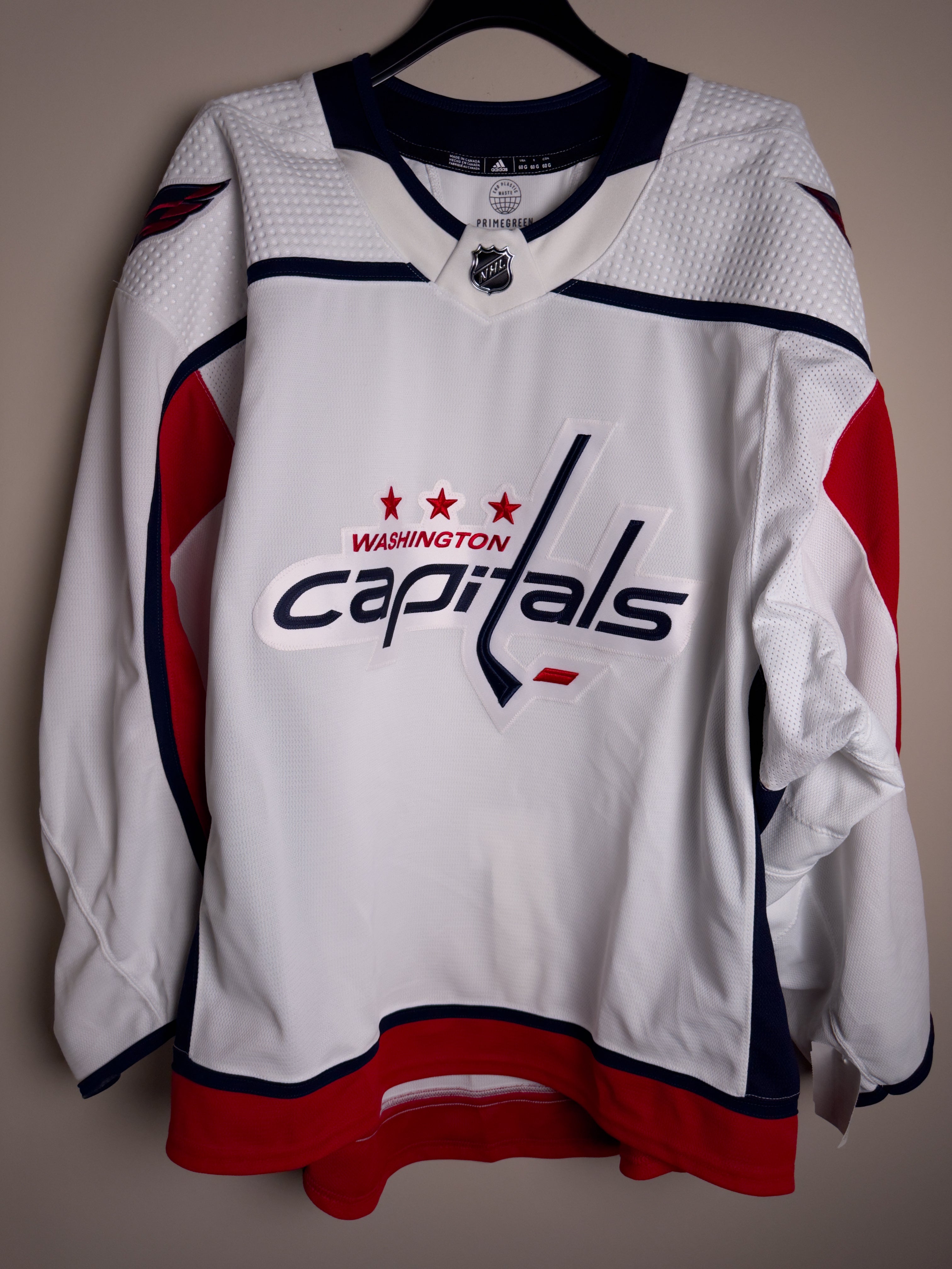 Washington Capitals NHL Adidas Made in Canada Team Issued Away Jersey Wave Time Thrift