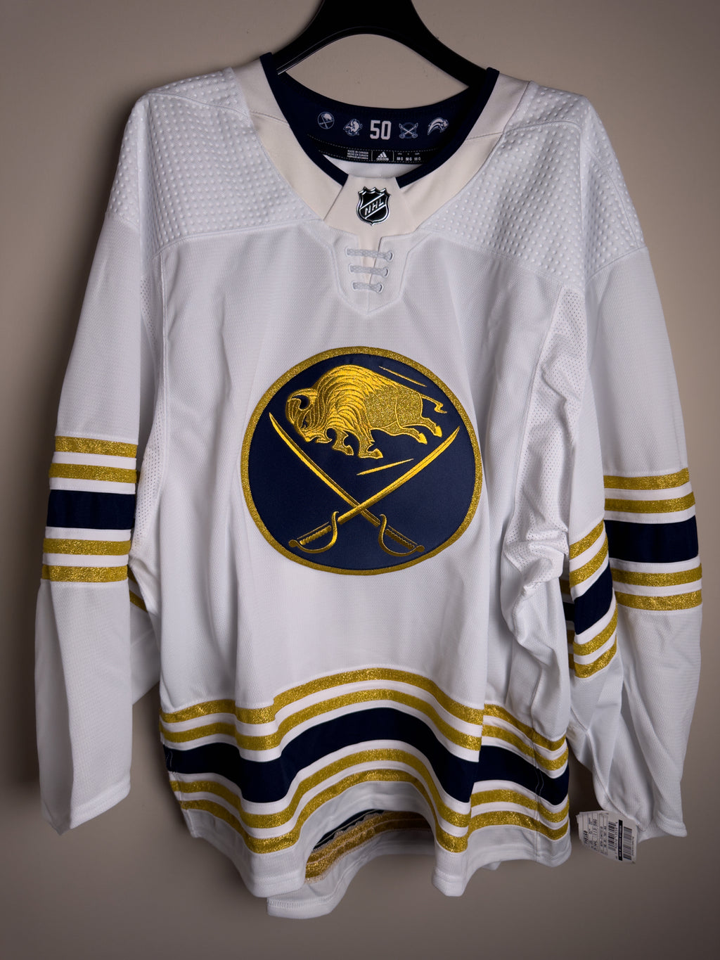 Buffalo Sabres NHL Adidas MiC Team Issued 50th Anniversary Jersey Size 58G (Goalie Cut)