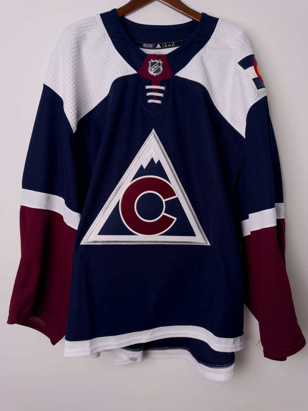 Colorado Avalanche NHL Adidas MiC Team Issued Alternate Jersey Size 60G (Goalie Cut)